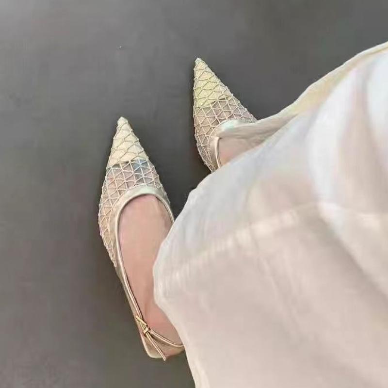 Fashion Brand Pointed Toe Pumps Women Sandals Mesh Breathable Mlues Dress Shoe Female Shallow Elegant Designer High Heels Ladies