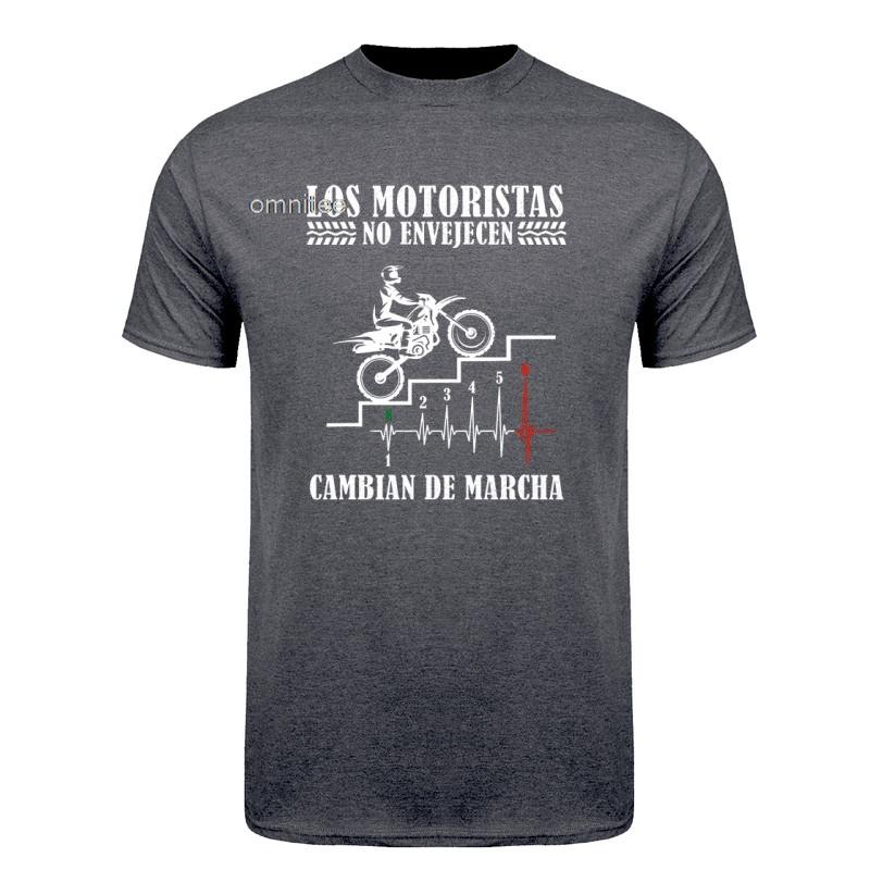 Motero Divertido Biker Los Motoristas No Envejecen Moto Unisex T Shirt Funny Tees Unisex Short Sleeve O Neck Cotton Loose Tops HJ004