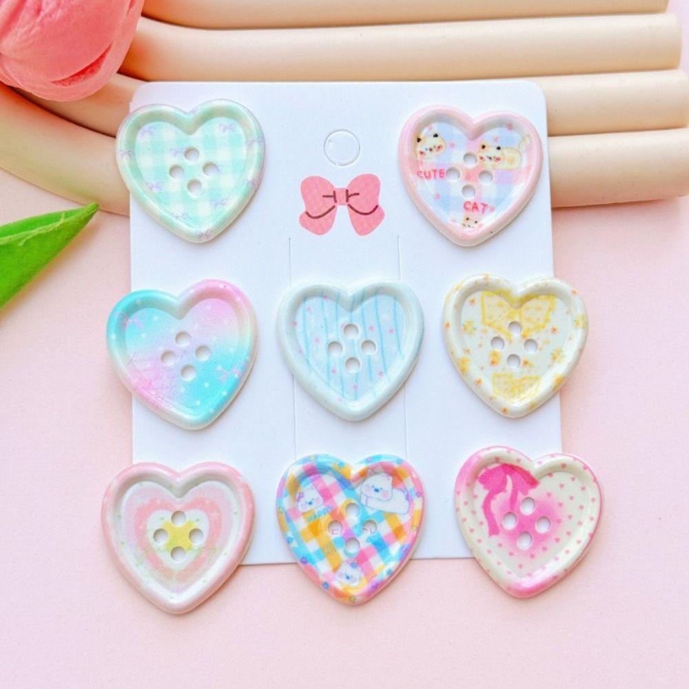 50 PCS New Resin Buttons Vintage Cute Garment Ornaments DIY Plaid Doll Accessory