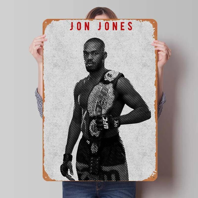 Jon Jones Metallskylt Boxningsposters Spelrumsinredning Man Vintage Plåttskylt Plakett för Väggkonst Dekoration Interiör