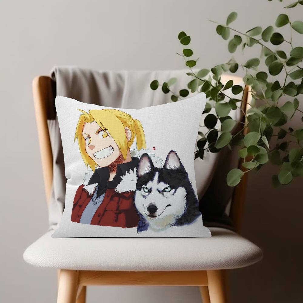 Fullmetal Alchemist Anime Pillow Case Plush Fabric Soft Double Sided Print Sofa Cushion Cover Throw Pillow Covers