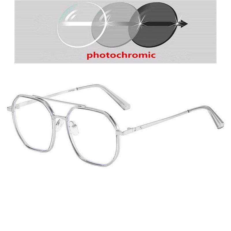 Doppelbalken Metall Polygon Finish Myopie Brille Damen Herren Literarischer Student Korrekturbrille Dioptrie 0 -0,5 -1,0 Bis -6,0