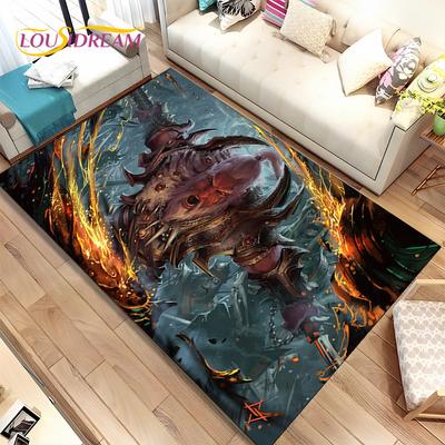 3D HD Diablo Spiel Gamer Cartoon Bereichsteppich, Teppich für Zuhause Wohnzimmer Schlafzimmer Sofa Fußmatte Dekor, Kinderspiel Rutschfeste Bodenmatte