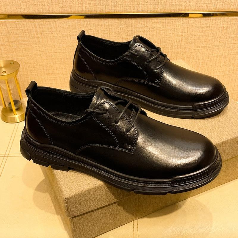 

Spring and summer new large size inner height increase men s leather shoes two-layer cowhide formal casual men s shoes 38 чорний
