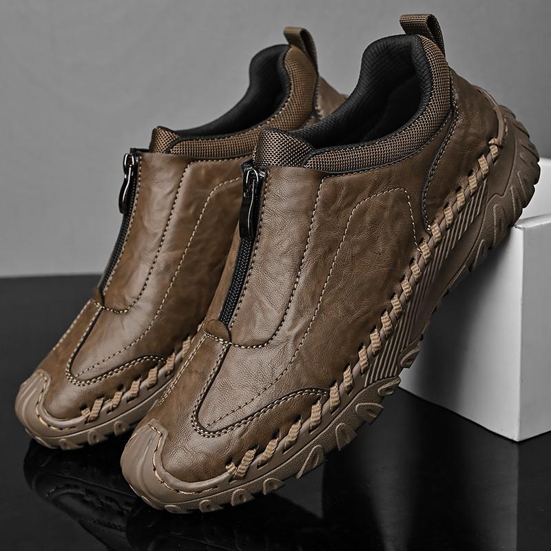 Fashion Classic Zipper Loafers Casual Leather Shoes Men New Fashion Mens Sneakers Handmade Male Oxford Shoes Walking Footwear Sneakers