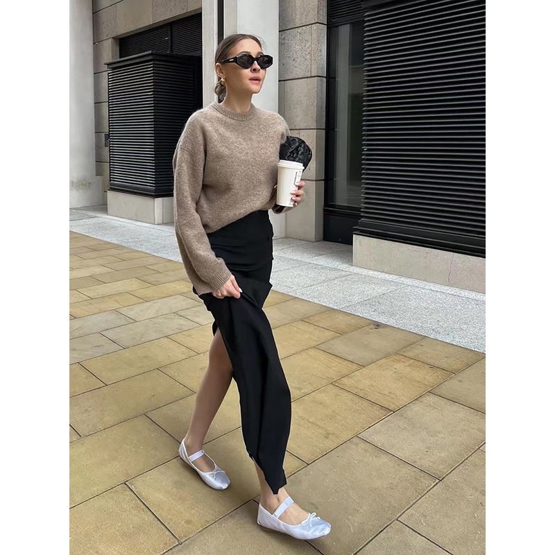 

Новая черная сексуальная облегающая юбка с разрезом и высокой талией в западном стиле Юбка с разрезом и высокой талией Black S