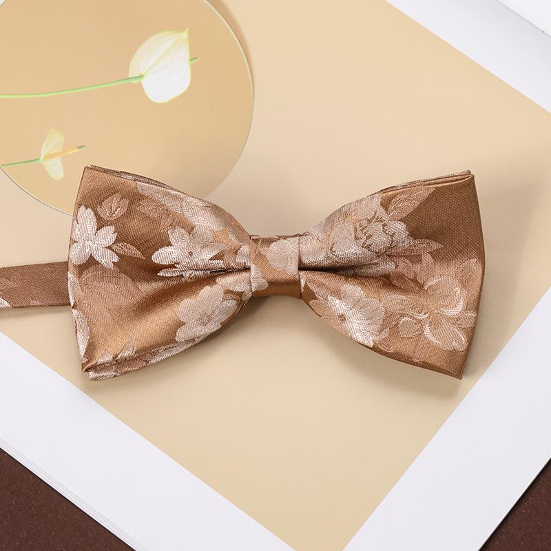 Men'S Fashion Bow Tie Color Woven Jacquard Double Striped Small Flower Business Retro Suit Shirt Bow