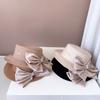 Ins Chic Summer Pearl Big Bowknot Grass Holiday Panama Lady Fedoras Cap Women Leisure Jazz Hat