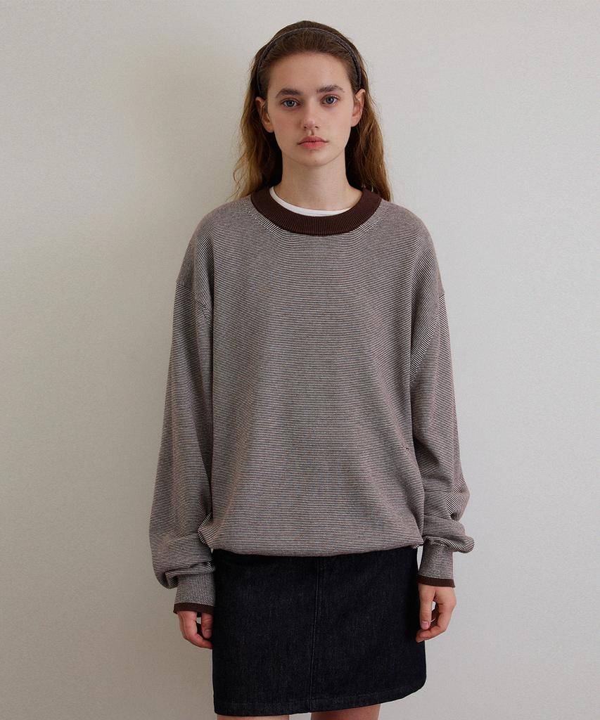 HANE Rest Stripe Wool Knit_Chocolate