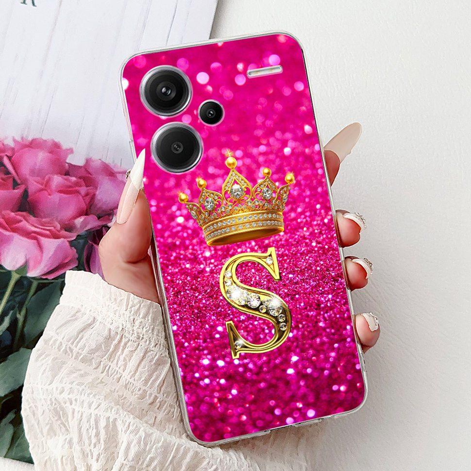 For Xiaomi Redmi Note 13 Pro Plus 5G Case Soft Silicone Cover Cute 26 Letters Phone Cases For Redmi Note13 Pro+ ProPlus Fundas