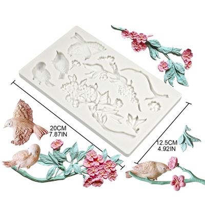 Silicone Mold Sparrow Flower Cake Decorating Chinese Style Fondant Mold Cupcake Toppers Baking Tool Kitchen Resin Mold