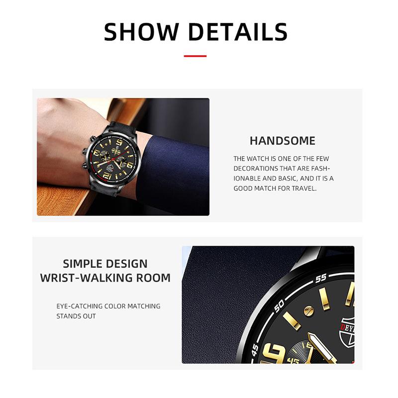 Fashion Men's Watch Fashion Leather Quartz Watch Large Dial Digital Watch Classic Business Watch Men's Calendar Watch Student Men's Watch