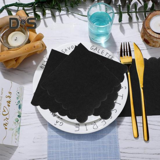 100 Ark 25CM Vågig Cocktailservett 2 Lager Tjock Fyrkantig Engångs Babyshower Bröllop Födelsedagsfest Dessert Dryck Middag Pappersservett