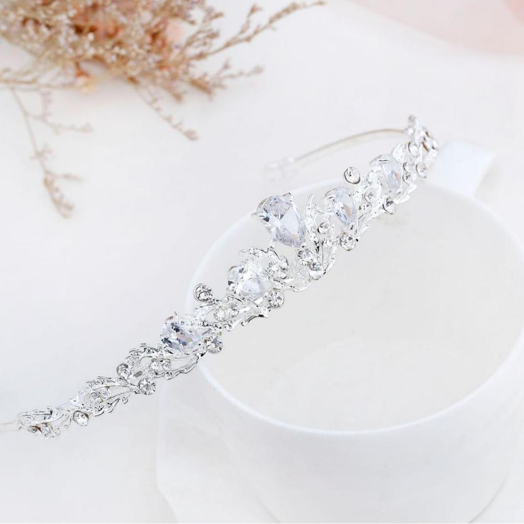 Zirkonlegierung Galvanisiertes Silber Kronen-Stirnband - Vielseitiges Vintage-Haaraccessoire