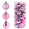 24 Pink Christmas X-Mass Tree Decoration Balls Hangings Ornaments Xmas Hanging Tree Balls Merry Christmas Ball Bauble Decoration for Home Party