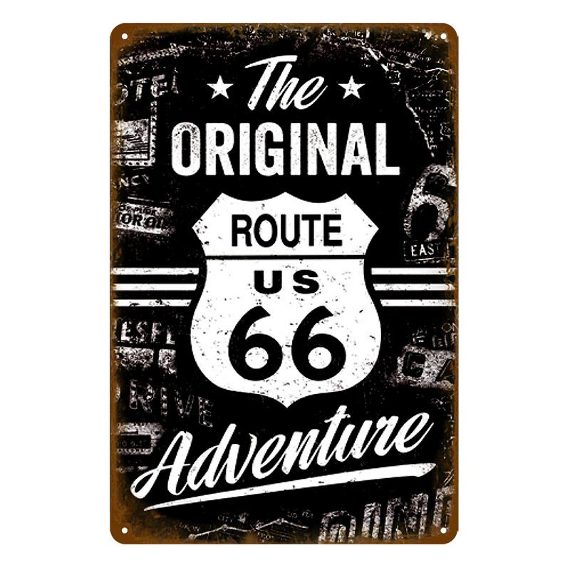 Vintage Route 66 Metal Sign House Plaque Metal Poster Tin Sign Plate Wall Posters Retro Aesthetic Room Decor Wall Art Decoration