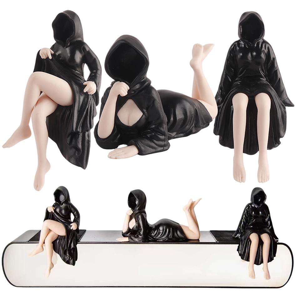 s Black Robe Queen Statues Gothic Statue Mysterious Figure Bookshelf Sculpture Sitting Resin Desktop Ornament Gifts Toys
