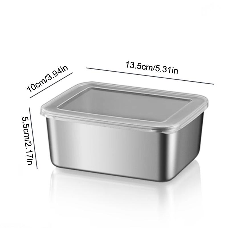 Stainless Steel Fresh-Keeping Box Equipped Vegetable Small Ingredient Box Sealed Lid Refrigerator Food Fresh-Keeping Fruit Box