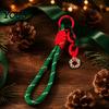 Braided Rope Lanyard Christmas Wristlet Keychain, Keychain with Santa Snowman Xmas Decorative Reindeer Charm, for Backpacks Hangbags Festive
