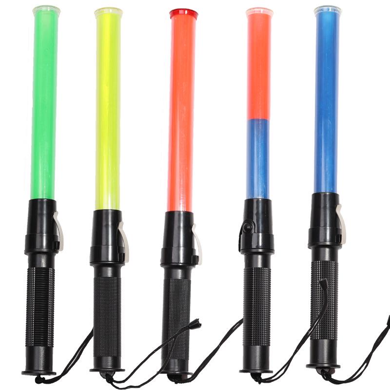 43CM LED Traffic Baton with Hook & Lanyard - Red/Blue Flashing Emergency Warning Light