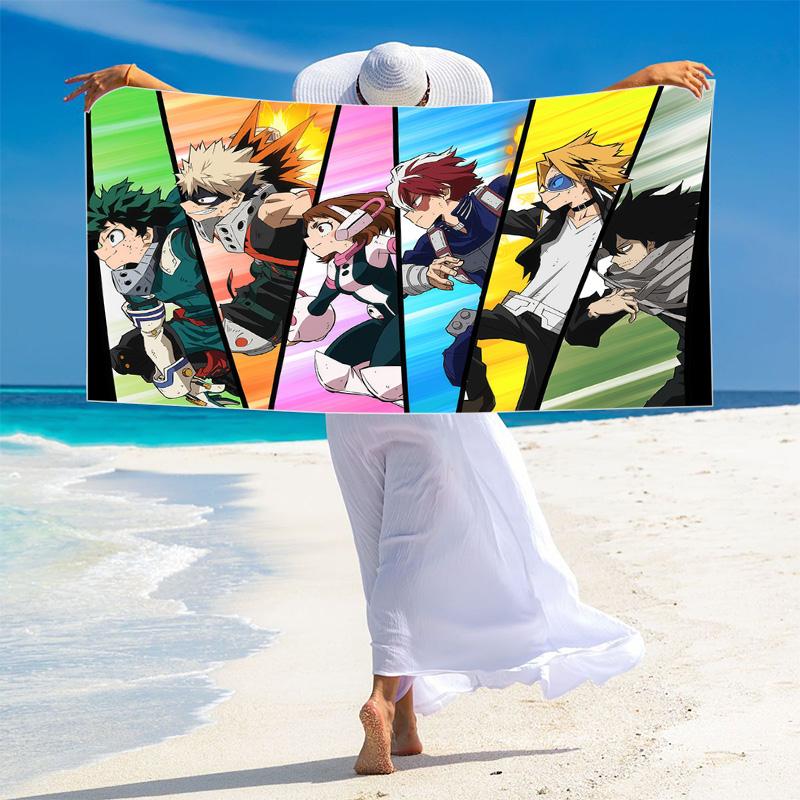 My Hero Academia Print Beach Towel, Large Soft Quick Dry Towel for Beach Camping Swimming
