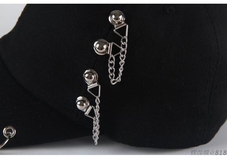 Fashion Hip Hop Cotton Baseball Cap Creative Piercing Ring Caps Punk Adult Casual Solid Adjustable Unisex Hat Snapback Hats