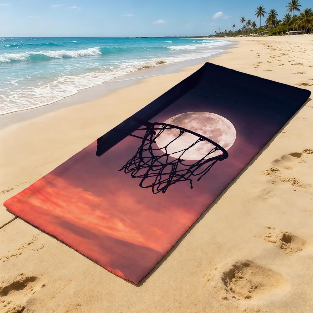 Towel For Outdoor Camping Beach Towel Moon Cool Basketball Super Absorbent Quick-Drying Summer Towel
