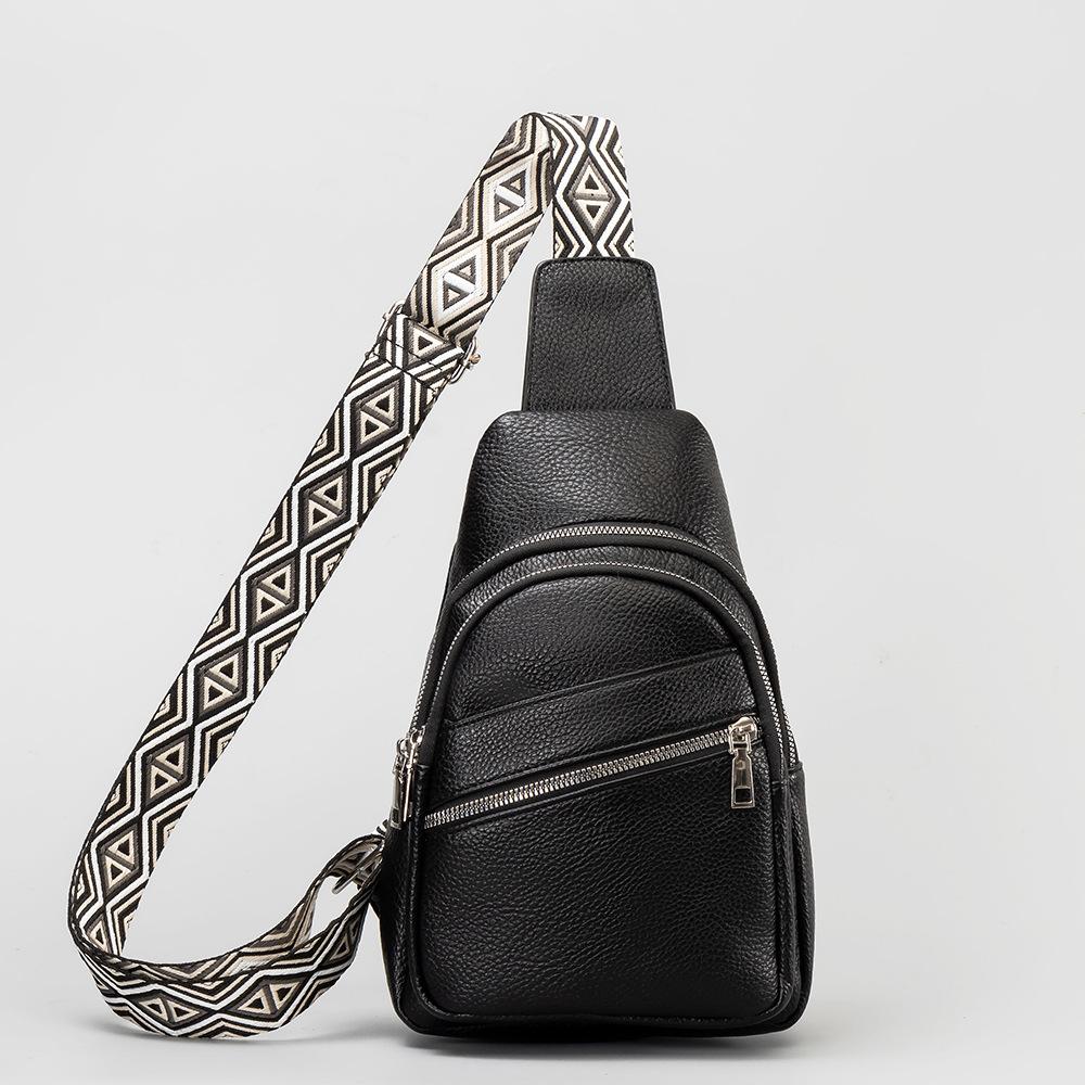 Multifunctional Travel Chest Bag Women's Fashion Zipper Handbags Trend Pu Leather Shoulder Bag Casual Soild Color Messenger Bags