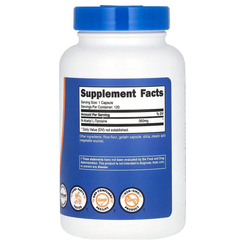 N-Acetyl L-Tyrosine, 350 Mg, 120 Capsules