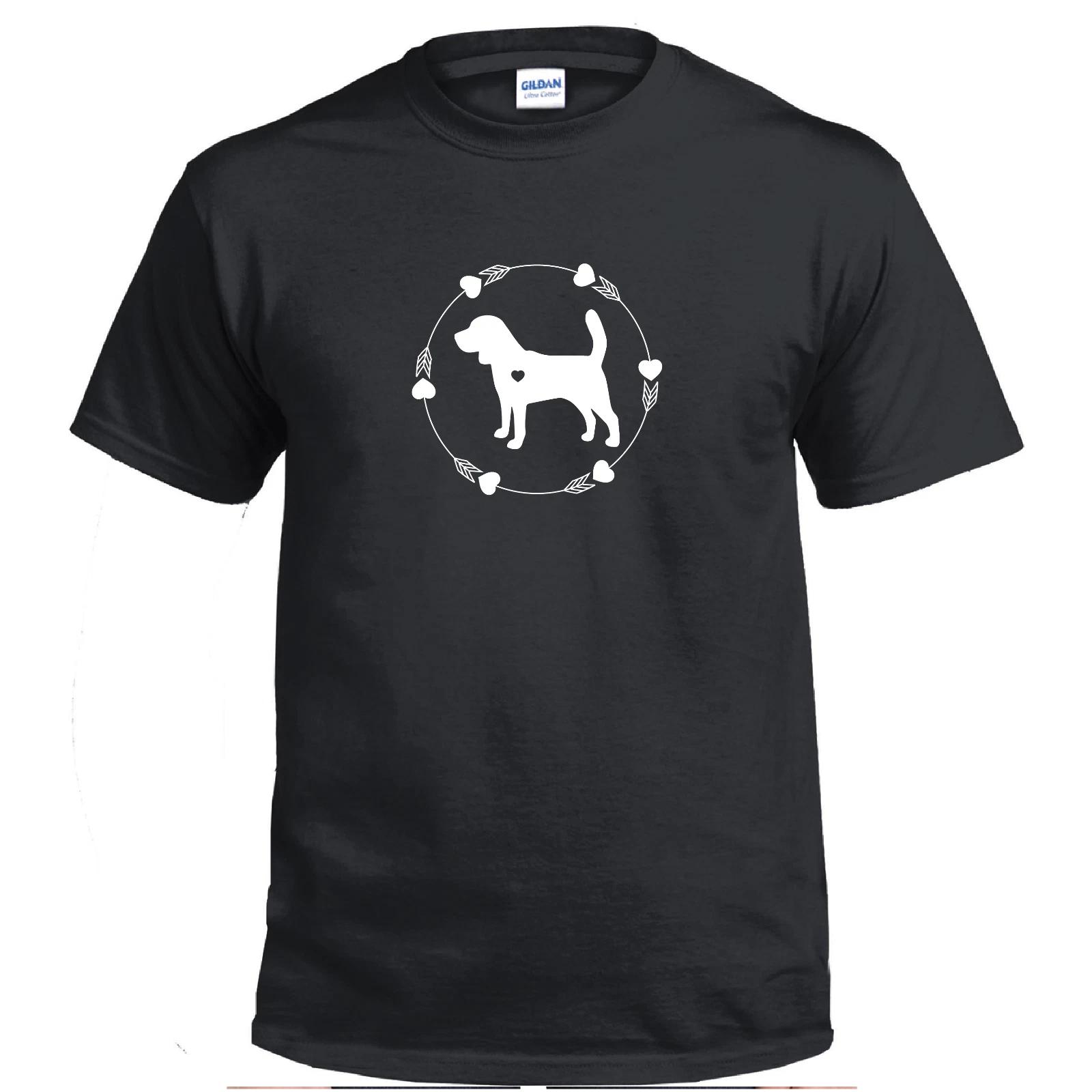 Beagle Silhouette Dog Breed Beagle Lover Heart Fur Babies Cotton Black T-Shirt 2XL