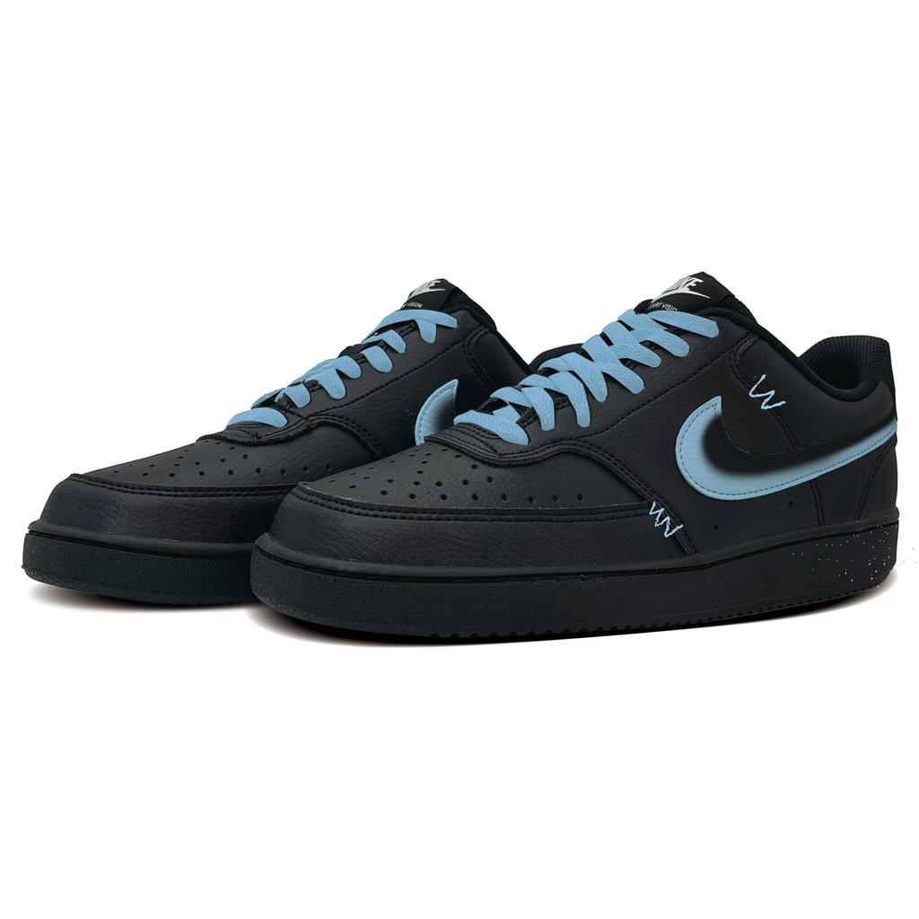 Nike Court Vision 1 Lanying Falls Synthetic Leather Abrasion Resistant Low top Skateboard Shoes Men's Black FZ0630-010(Team697-)