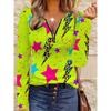 Women's casual zip-up long-sleeve top, lightweight and comfortable, machine washable, with a vintage artistic design, perfect for everyday wear