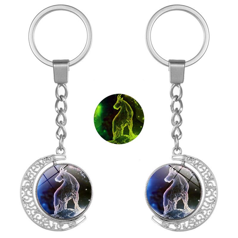 Double-Sided Luminous Zodiac Keychain Pendant for Backpacks – Couple Gift Accessory