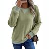 Women's Long Sleeve T-Shirt 2026 Fall Winter New Arrival Patchwork Color Block Waffle Knit Pullover Casual Loose Fit Tunic Top