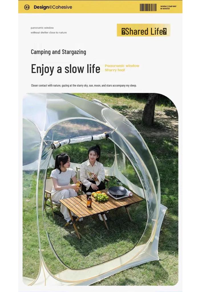 Transparent Spherical Outdoor Tent: Starry Sky Bubble House, Windproof & Warm Sunroom for Dining or Camping, Mongolian Yurt Design.