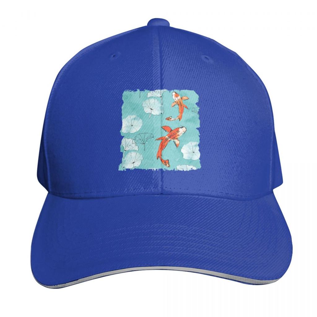 Waterlily Koi In Turquoise Baseball Cap Unisex Hat Sunhat Designer Hat Ball Cap Trucker Hats For Unisex Womens