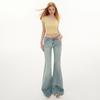 Women's Light Blue Micro-Flared Low-Waist Jeans: New for Spring & Autumn 2025, Slim Fit, Elastic, Spicy Girl Style