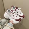 Fashion 8CM Women Thick Leather Sneakers New Autumn High Platform Dad Shoes Women Casual Trainer Sneakers Thick Sole Vulcanize Shoes