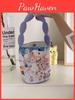 Cute Cartoon Printed Small Canvas Tote Bag For Women Lightweight Soft Handbag