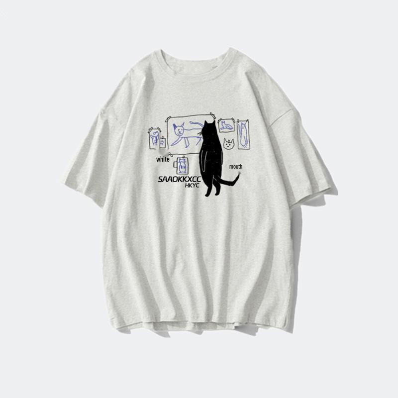 Women's Retro Chic Pure Cotton Korean-Style Loose Short Sleeve T-Shirt
