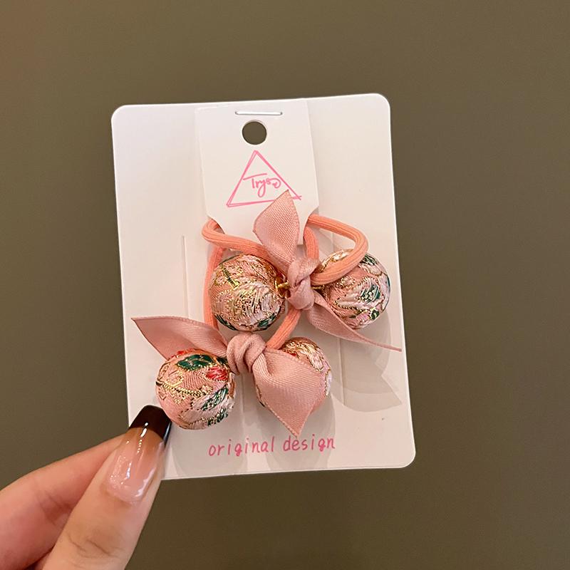 Chinese New Year Red Embroidery Hair Tie for Girls