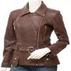 NOORA Women's Brown Leather Biker Jacket