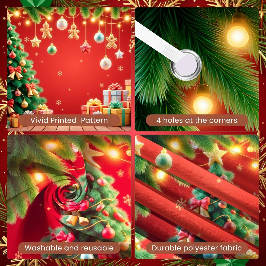 Christmas Banner Xmas Tree Gift Boxes Golden Bell Merry Christmas Party Decor Backdrop Christmas New Year Party Photo Background
