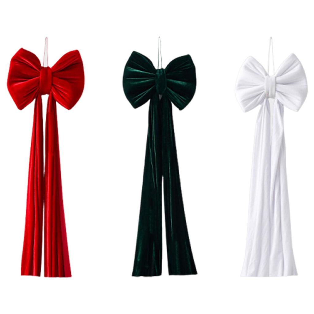Christmas Bow Bow Supplies Bowknot with Long Streamers Xmas Decor Ornament for Wedding Home Holiday Window Porch
