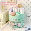 Cute Rotating Pen Holder Desktop Drawer Stationery Box Case School Office Desk Kawaii Stationery Storage Box Organizer Stickers