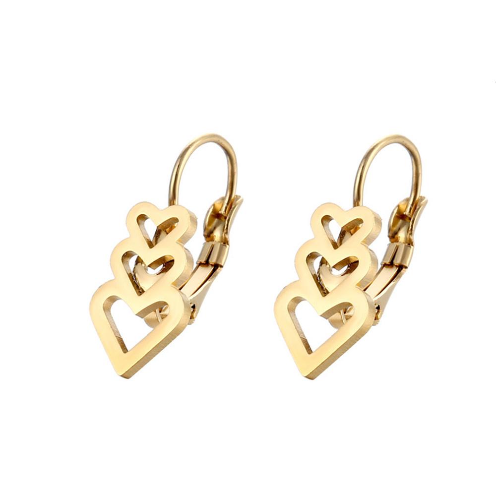 Simple Personalized Fresh Caring Ladies Cool Style Three Series Of Heart-shaped Earrings Wholesale золотой