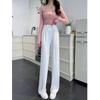 New Chinese Style 2025 Spring/Summer Women's High Waist Plus Size Wide-Leg Pants with Frog Buttons