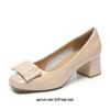 2026 Spring New Arrival: Women's French Patent Leather Chunky Mid-Heel Square Toe Shoes