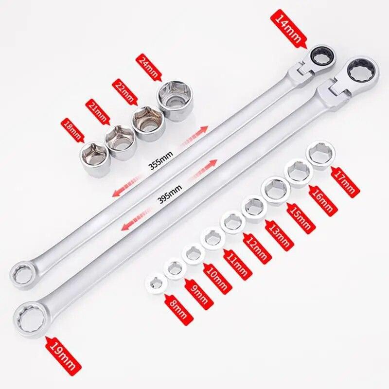 15PCS Adjustable Ratchet Wrench Kit Chrome Vanadium Steel Torque Wrench Socket Set For Car Repair Hand Tools
