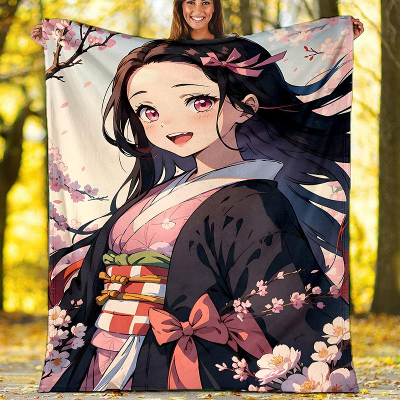 1pc nezouko7 Theme Blanket - Digital Print, Polyester, Cozy for All Seasons, Perfect for Outdoor, and Travel